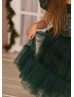 Feifei Sleeves Emerald Sequin Tulle Chic Flower Girl Dress